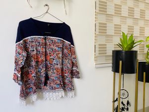 Tarama Chikankari Embroidery And Print Design Top