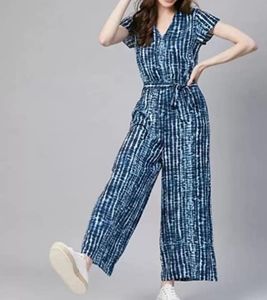 Stylish Blue Tie-Dye Jumpsuit