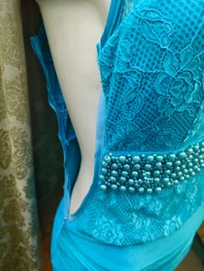 Turquoise Lace Mini Dress
