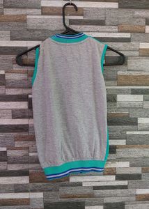 Teal &amp; Gray Zip-Up sleeveless Jacket