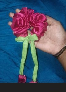 Handmade Rose Scrunchie with Dangle