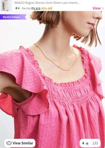 MANGO's Pink Flutter Sleeve Top