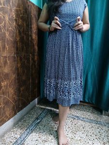 Navy &amp; White Geometric Print Dress