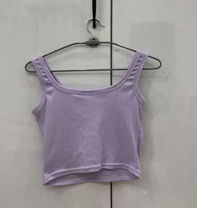 Lavender Ribbed Cropped Tank Top