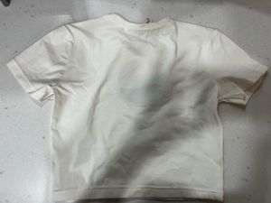 Cream T-Shirt with Embroidered Sunset Graphic