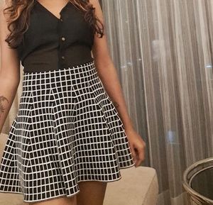 Checkered Knit Mini Skirt
