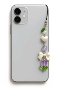 💜🌷 Purple Tulip Phone Charm with Pearl Bow 🎀✨