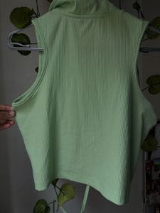 Green Ruched Collared Top