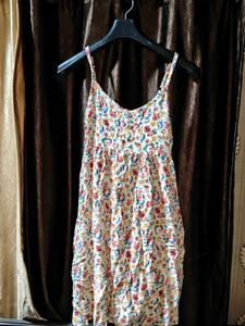 Floral Print Maxi Dress &amp; Green Shirt
