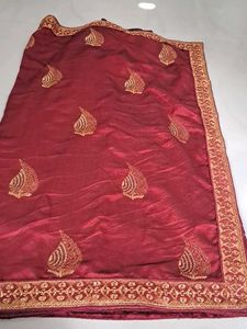 Elegant Red Embroidered Saree
