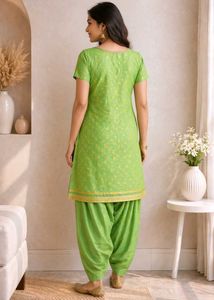 Vibrant Green Kurta with Patiala Pants