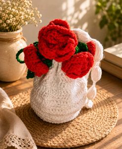 Handmade Crochet Flower Vase