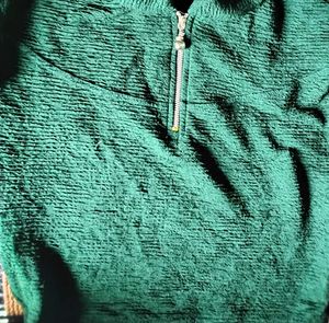 Textured Green Half-Zip Top