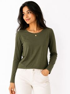 Olive Green Long Sleeve Top