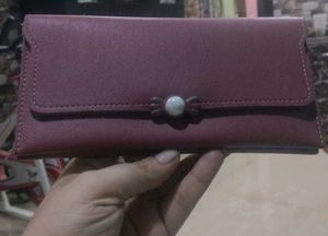 Chic Burgundy Wallet with Bow Detail