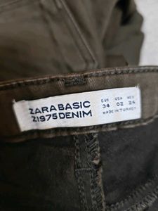 Zara Basic Stylish Women's Olive Green Moto Pants