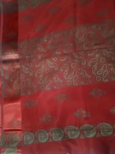 Vibrant Red Silk Saree  without blouse