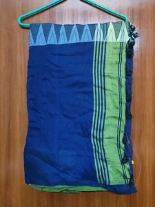 Grey and Yellow Striped Cotton Saree