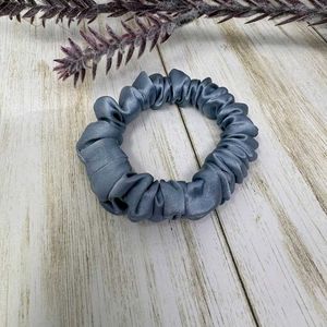 Set Of 3 L,M,S  Grey Satin Scrunchie