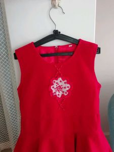 Cute Red Frock with Floral Design