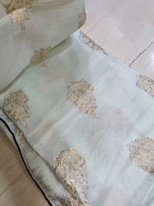 Beautiful Cyan Brocade Blouse WITH BLOUS
