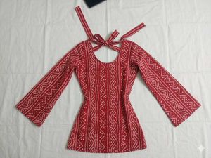 Red Ethnic Print Kurta