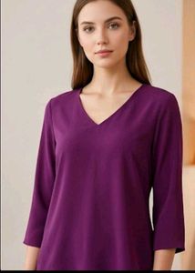 Elegant V-Neck Purple Tunic