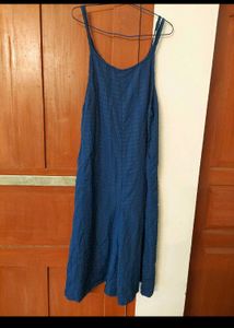 Textured Blue Culotte Jumpsuit