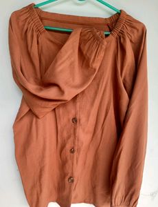 Rust-Colored Peasant Blouse