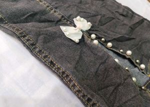 Cute Flare Jeans with Bow Detail