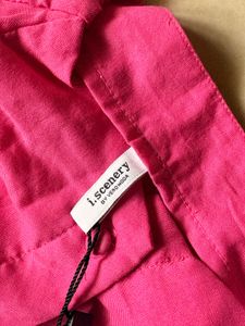 Pink Puff Sleeve Button-Up Top