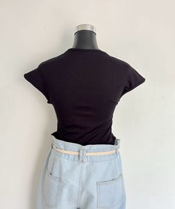Chic Square Neck Black Top