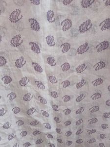 White Dupatta with Paisley Print