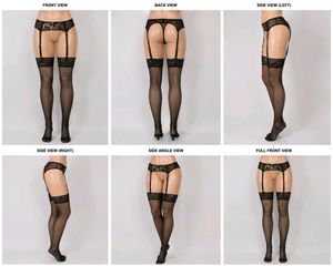 Sheer Black Garter Stockings with Lace Trim(1400)