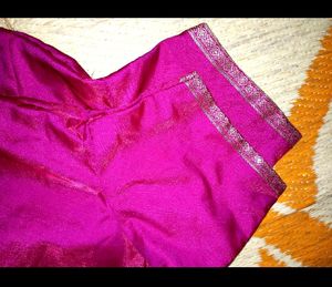 Magenta Silk Saree with Silver Border