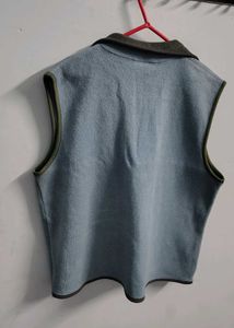 Light Blue Fleece Vest cardigan winter sky blu