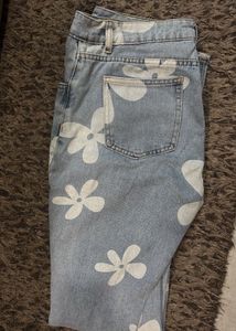 Floral Print Wide Leg Jeans