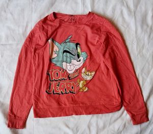 Red Tom & Jerry Graphic Sweatshirt