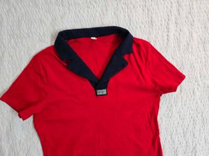 Red &amp; Navy Collared T-Shirt bust 36