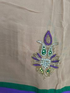 Pure Georgette dual shade saree used gently