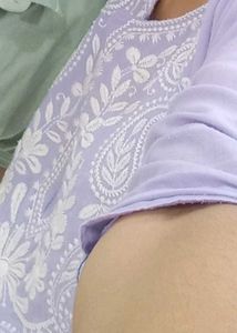 Elegant Lavender Kurta with Chikankari Embroidery