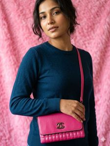 Hot Pink Quilted Crossbody Bag
