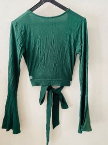 Emerald Green Wrap Crop Top 💚