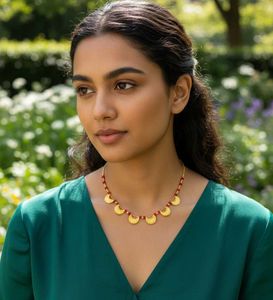Gold Plated Moon Necklace with GoldenBeads