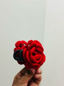Handmade Crochet Rose Hair Claw Clip