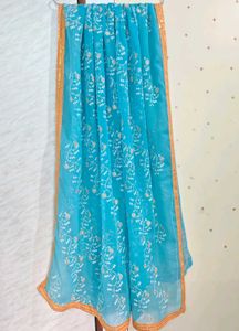 Sky-blue Embroidered Dupatta 💙