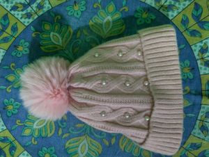 pink knitted winter beanie hat