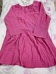Vibrant Pink Printed short kurti