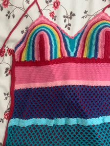 crochet y2k halter neck top(padded)