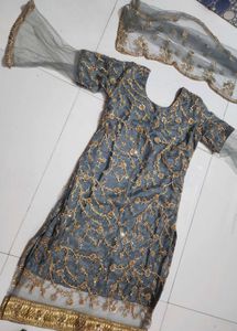 Grey Silk Net suit